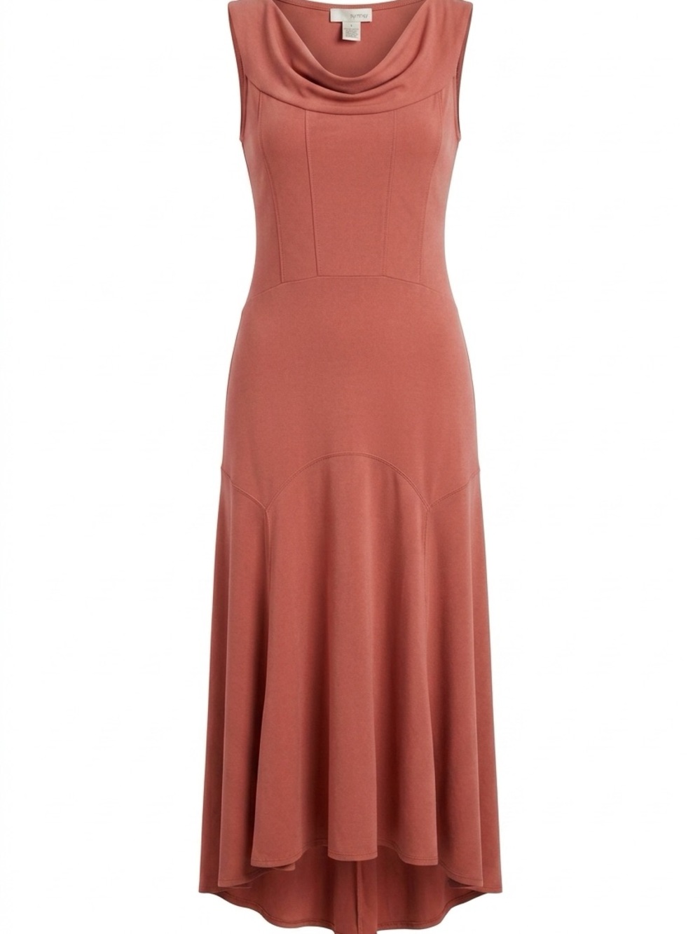 Spiegel Sleeveless Cowl Midi Dress in Rose Coral
